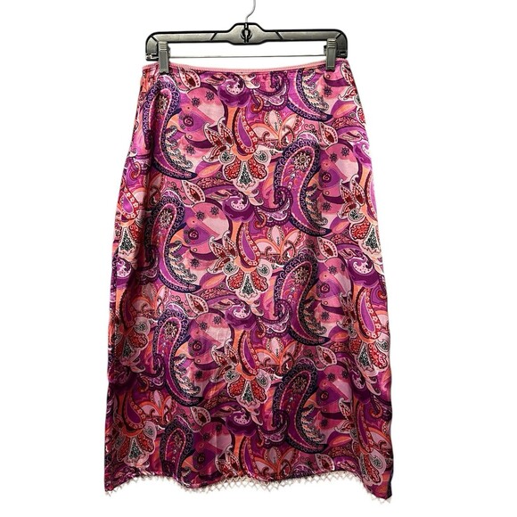 Vintage Y2K  Xhilaration Paisley Satin Midi Skirt Beaded Trim Whimsigoth Medium - Picture 1 of 12